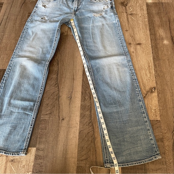 Silver Zac Distress Straight Cut Low Waist Jeans Size 34 - Picture 3 of 16